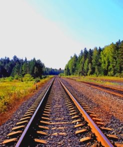 Brown Train Rails painting by numbers