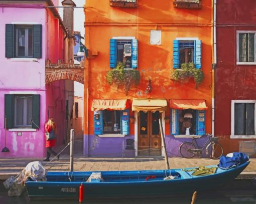 Colorful Street In Burano paint by numbers