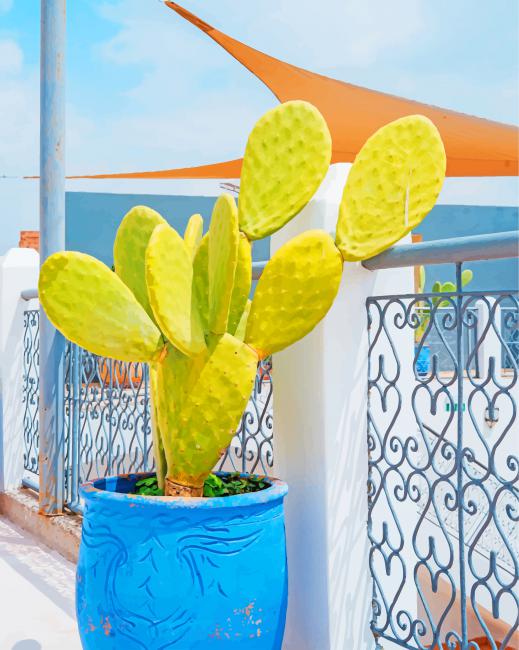Cactus In A Blue Vase paint by numbers