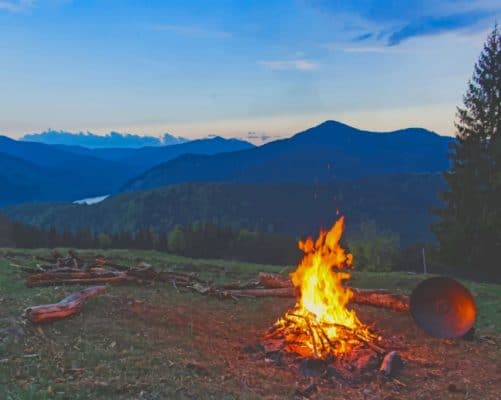 Camping Fire In The Mountains paint by numbers