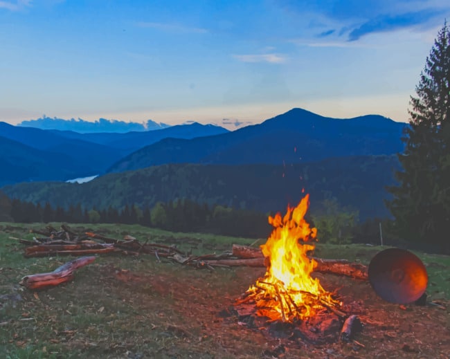 Camping Fire In The Mountains paint by numbers
