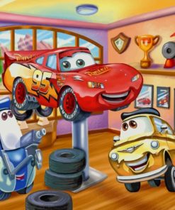 Cars Garage Cartoon paint by numbers