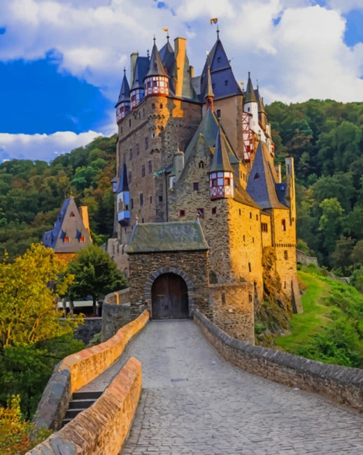 German Castle Surrounded By The Trees paint by numbers