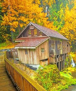 Cedar Creek Grist Mill Washington paint by numbers