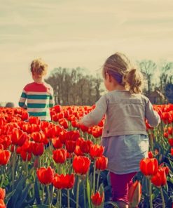 Children In A Tulip Field paint by numbers