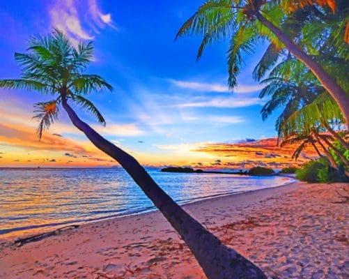 Coconut Trees At The Beach paint by numbers