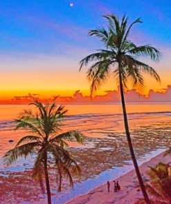 Coconut Trees At Sunrise paint by numbers