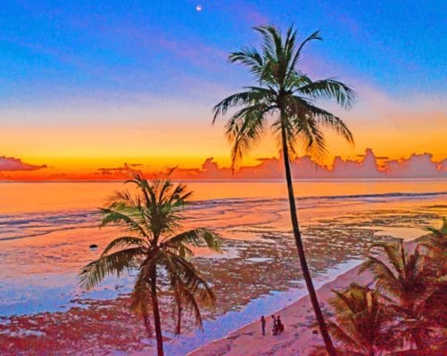 Coconut Trees At Sunrise paint by numbers