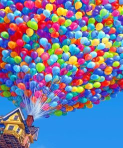 Colorful Balloons Up House paint by numbers