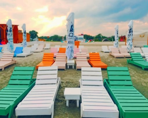 Colorful Beach Chairs paint by numbers