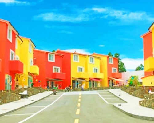 Colorful Buildings Street paint by numbers