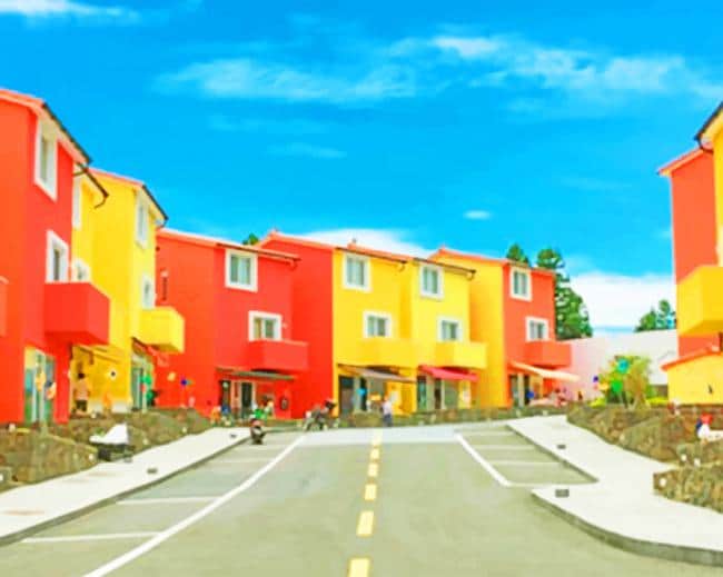 Colorful Buildings Street paint by numbers