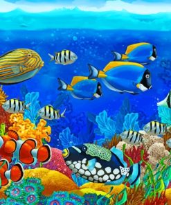 Colorful Fishes Under Water paint by numbers