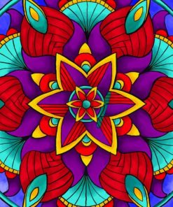 Colorful Flower Mandala paint by numbers