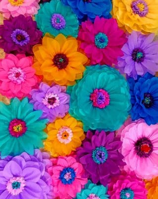Rainbow Flowers painting by numbers