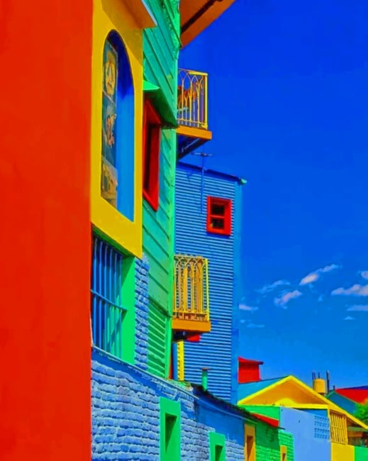 Colorful Buildings painting by numbers