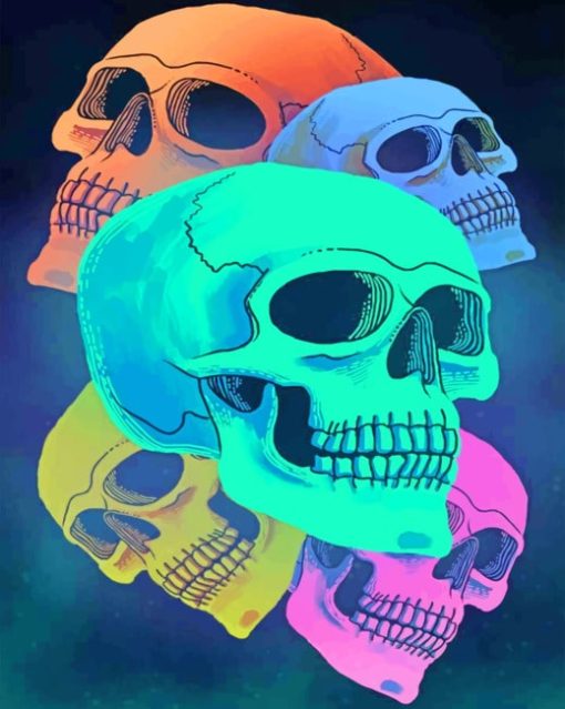 Colorful Skulls painting by numbers