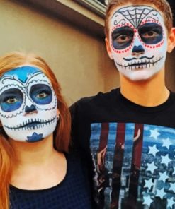 Couple With Make Up Masks paint by numbers