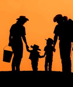 Cowboy Family Silhouette paint by numbers