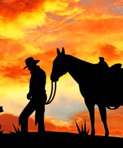 Cowboy Sunset paint by numbers