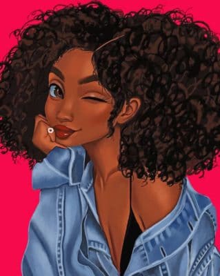 Curly Hair Girl Drawing painting by numbers