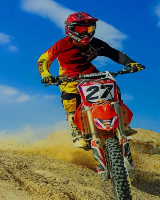 Orange Dirt Bike Racing paint by numbers
