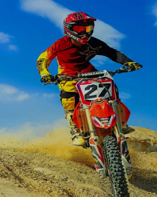 Orange Dirt Bike Racing paint by numbers