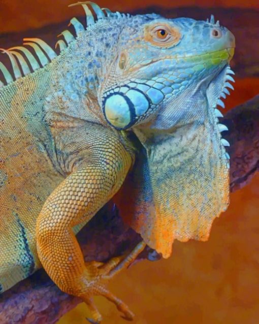 Blue Iguana Turning Brown painting by numbers