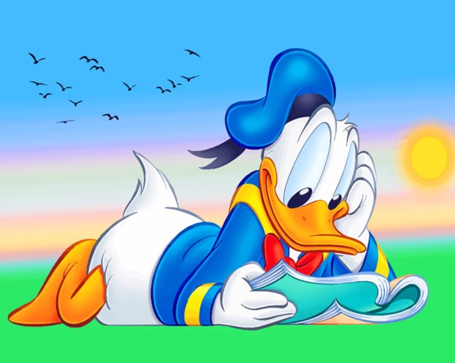 Donald Duck Reading Book paint by numbers