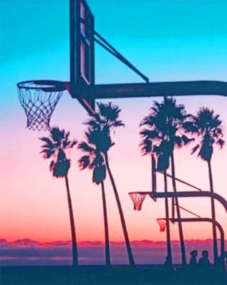 Basket Ball Court Silhouette paint by numbers