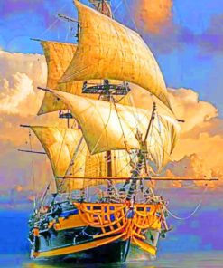 Drawing Tall Ship painting by numbers