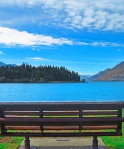 Empty Bench Near River painting by numbers