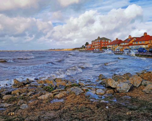 Houses Beside The Shore painting by numbers