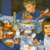 Drawing Of A Family Breakfast paint by numbers