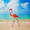 A Flamingo At The Beach paint by numbers