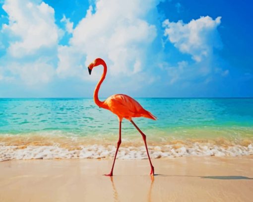 A Flamingo At The Beach paint by numbers