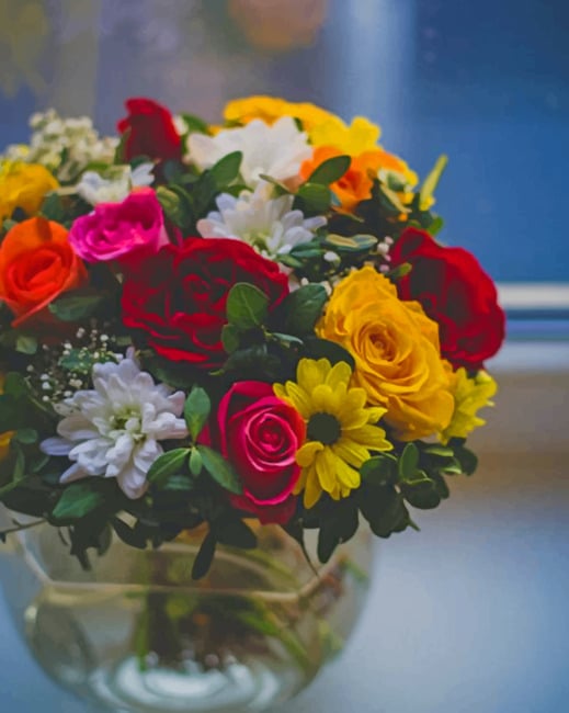 Colorful Flower Vase paint by numbers