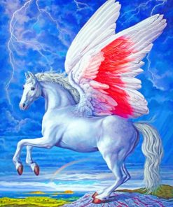 White Flying Pegasus paint by numbers