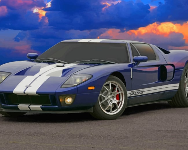 Blue Ford Car painting by numbers