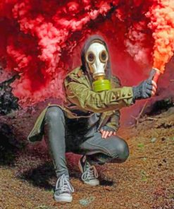 Gas Mask With Smoke Bomb paint by numbers