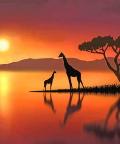 Giraffes Silhouette paint by numbers