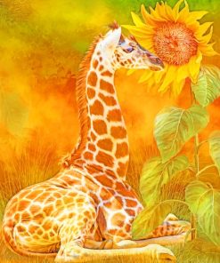 Giraffe With Sunflower paint by numbers