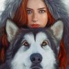 Girl With Husky painting by numbers