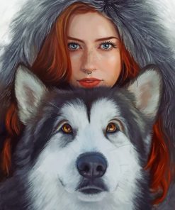 Girl With Husky painting by numbers