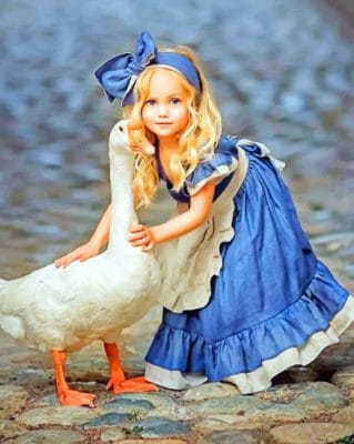 Girl And Goose paint by numbers