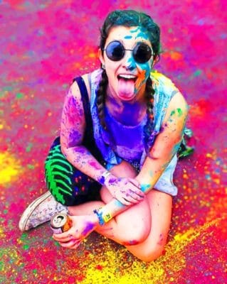 Girl In Holi Colors paint by numbers