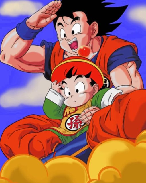 Goku And Gohan Flying painting by numbers