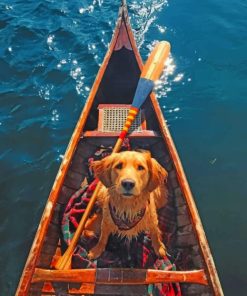 Golden Retriever In Boat paintings by numbers