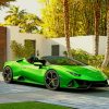 Green Convertible Lamborghini paint by numbers