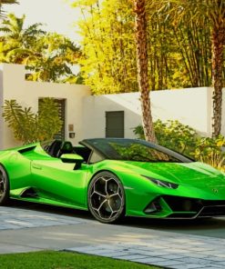 Green Convertible Lamborghini paint by numbers